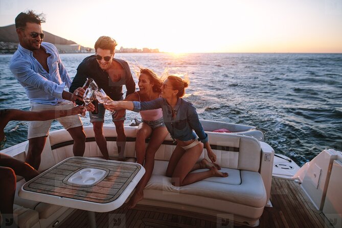 Cabo Arch Sunset Yacht Tour - Dinner & Drinks — Up to 18 Guests - A swim stop with simple, useful equipment