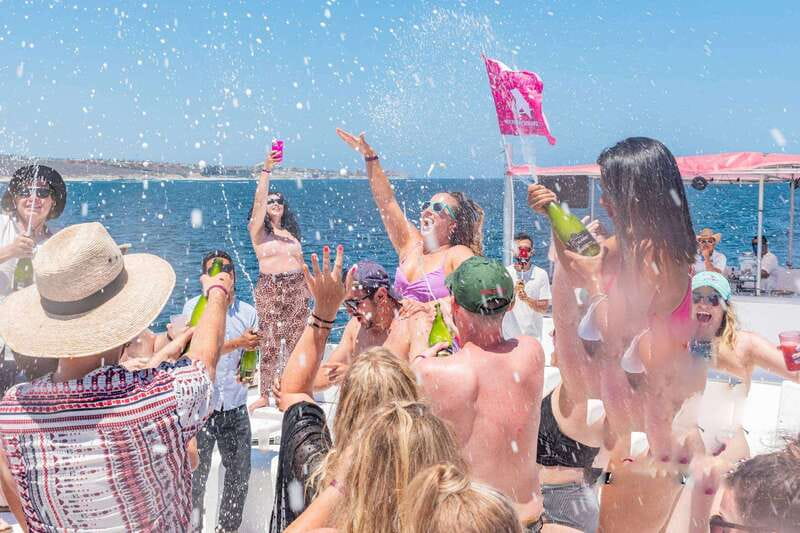 Cabo San Lucas: Adults-Only Boat Party with Drinks & Live DJ - The champagne shower finale