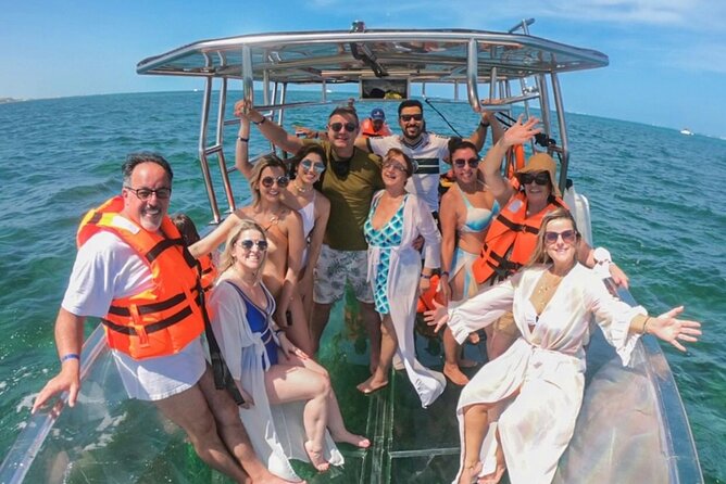 Cabo San Lucas Private VIP Tour in Cabo's Original Clear Boat - Pelican Rock and fish beneath the boat