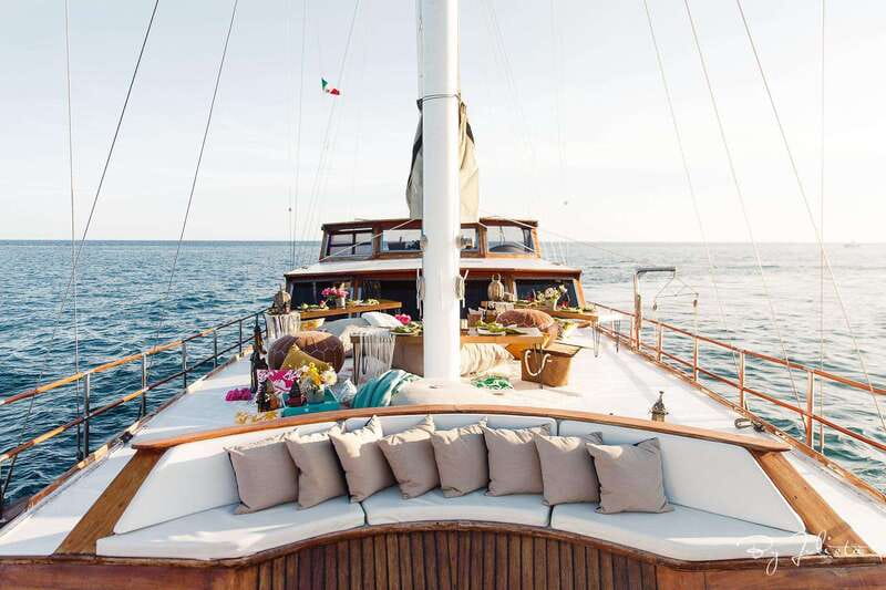 Cabo San Lucas: Sunset Yacht Cruise w/Chef Dinner & Open Bar - Dinner below deck with bay views