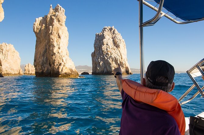 Glass Bottom Boat in Cabo San Lucas, free time in Playa del Amor - Neptune’s Finger and the Cabo rock formations