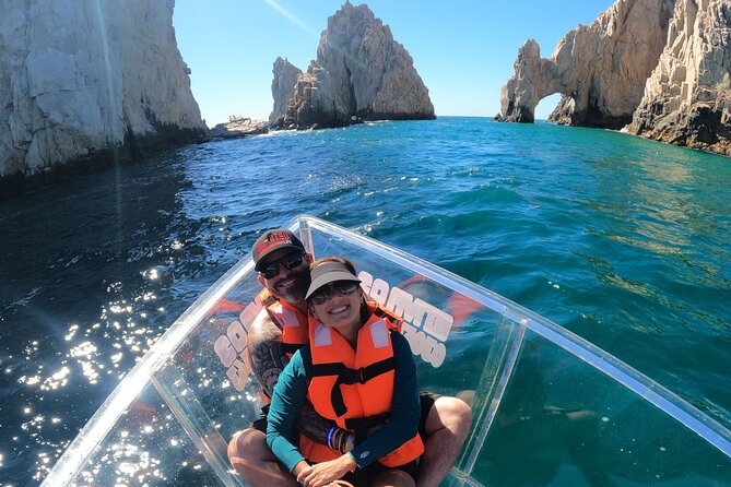 Los Cabos 3 in 1 Adventure: Camel Ride, Lunch and Arch Boat Tour - A clear boat to Cabo’s Arch