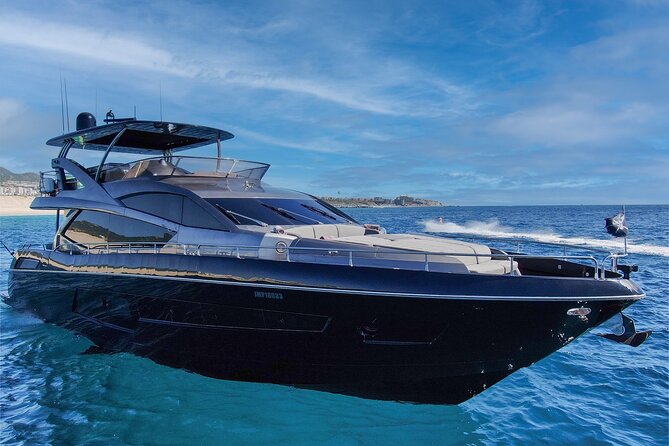 Luxury Black Yacht in Cabo - El Arco and the sea lion colony