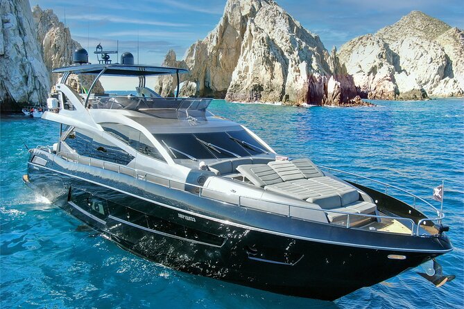Luxury Black Yacht in Cabo - Medano Beach: food, drinks, and a final view
