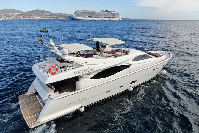 Luxury Yacht Charter in Cabo San Lucas - Ferretti 88ft. - Leaving the marina at Hotel Tesoro