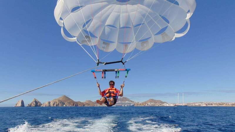 Parasailing in Cabo San Lucas - Finding the orange Aries tent on Medano Beach