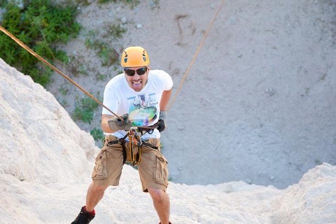 Ziplines and Rappelling at Costa Azul - Getting harnessed and ready to climb